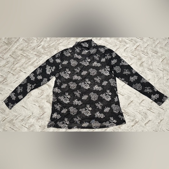 Lane Bryant Fitted Sheer Mock-Neck Mesh Floral Top Size 18/20 - Picture 8 of 11